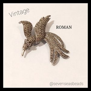 💘ROMAN 1980s Bird in Flight Marcasite Brooch